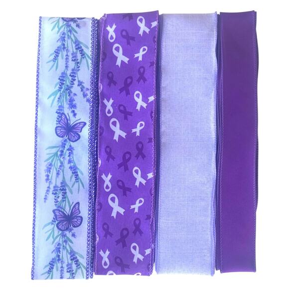 Purple Awareness Wreath Kit | Butterfly Sign, Ribbon, Roses | Faith Hope Love - Picture 4 of 9